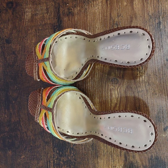 BCBGirls "Elliot" Multi Color Strappy Snakeskin Stiletto Slides - Picture 7 of 14